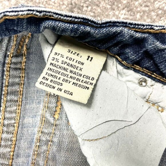 LA Idol Women’s Size 11 Light Wash Denim Straight Leg Jeans Distressed Hem - Picture 5 of 6